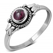 Ethnic Style Garnet Stone Silver Ring, r501